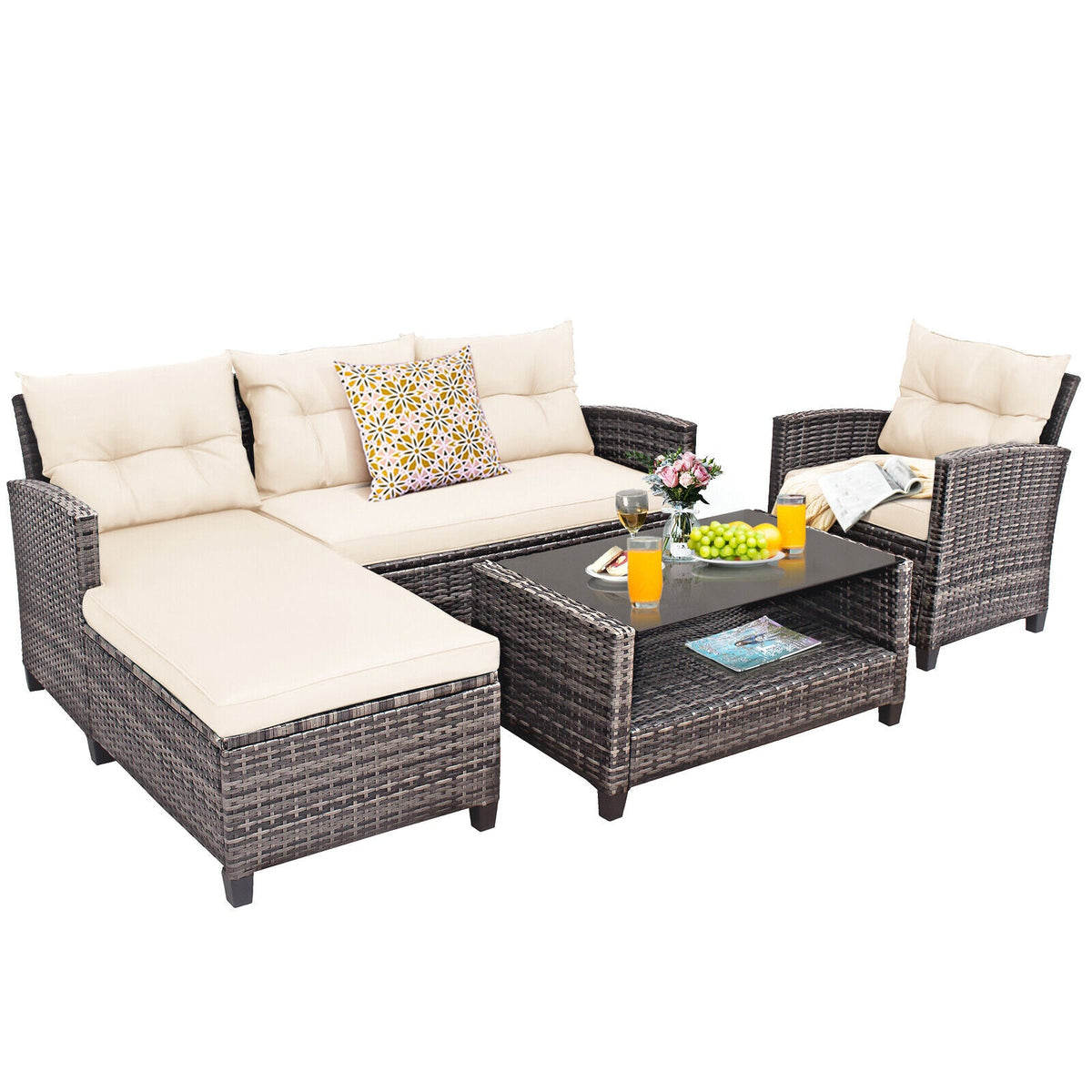 4 Pieces Patio Rattan DirectDeals