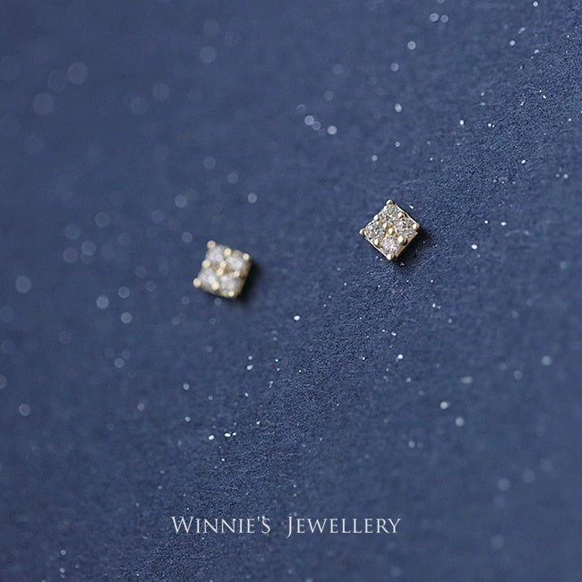 Gold-Plated Sterling Silver Carbink Square Stud Earrings