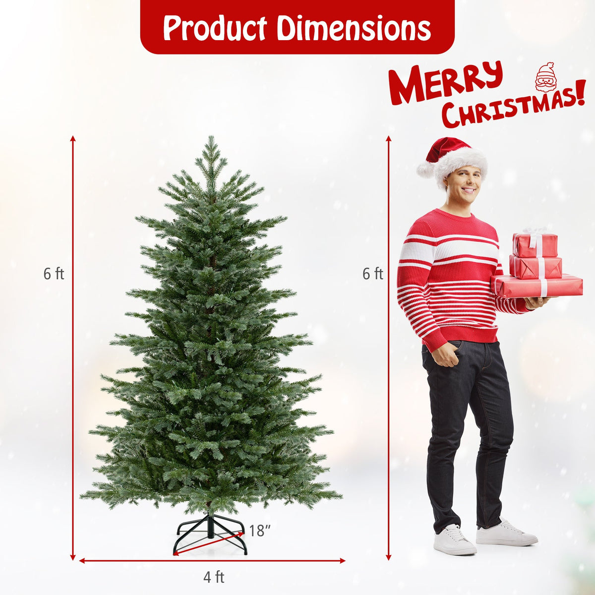 5/6/7 Feet Artificial Christmas Tree with 1426/2116/3156 Lush PVC and 200/300/400 Warm White LED Lights