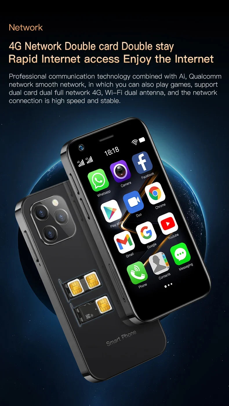 SOYES Android 10.0 Mini Smartphone 4G LTE Octa Core 13MP Camera 3.0'' Display OTG Cell Phone