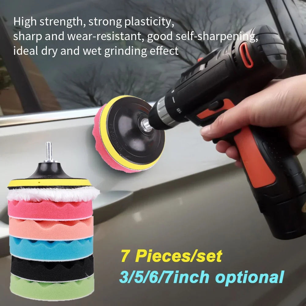8-Piece Car Polishing Pad Kit, 3, 5, 7 Inch Sponge Buffing Discs