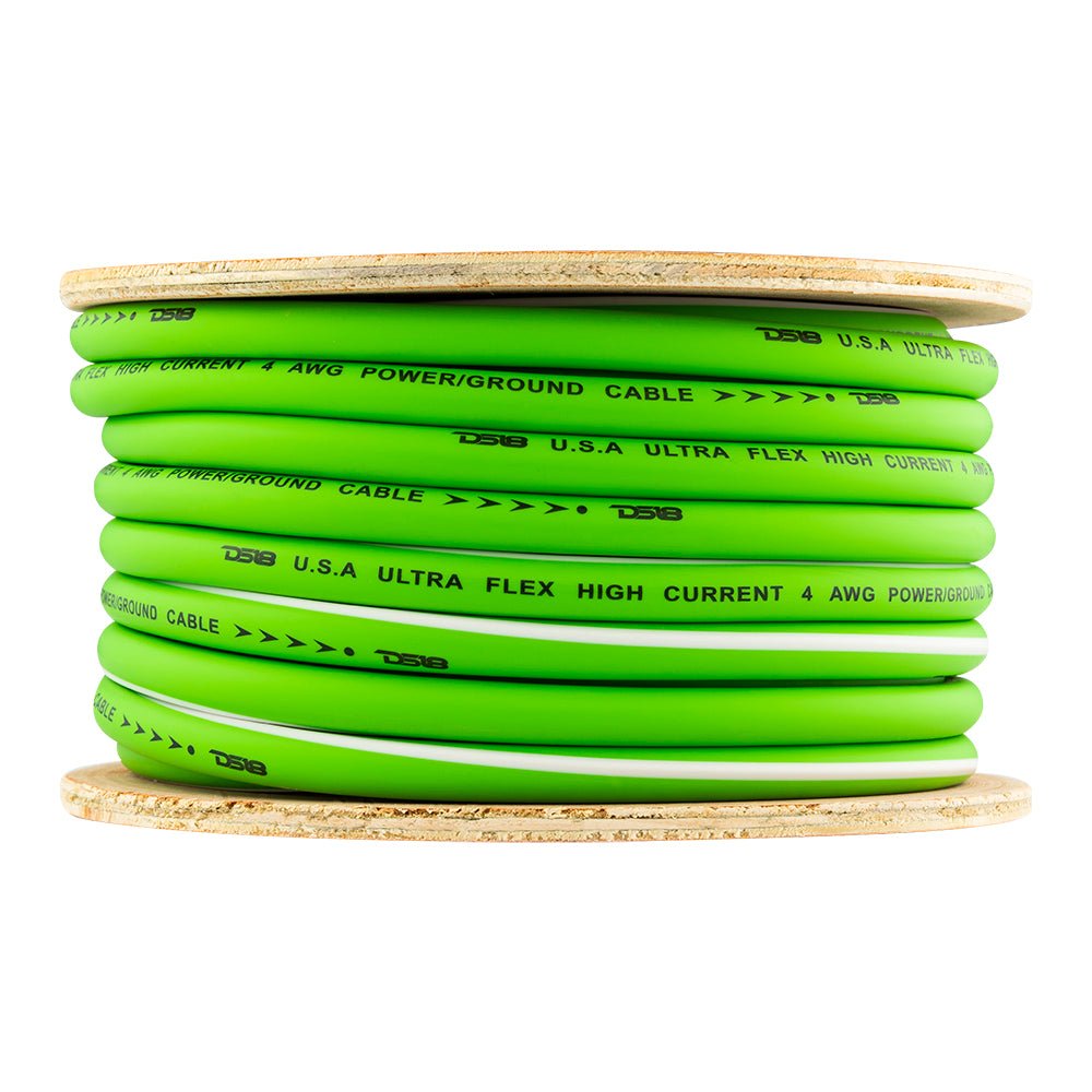 DS18 PW-OFC4GA-50YGR 4-GA Ultra Flex 100% OFC Ground, Power Cable, 50 Feet, Green DS18