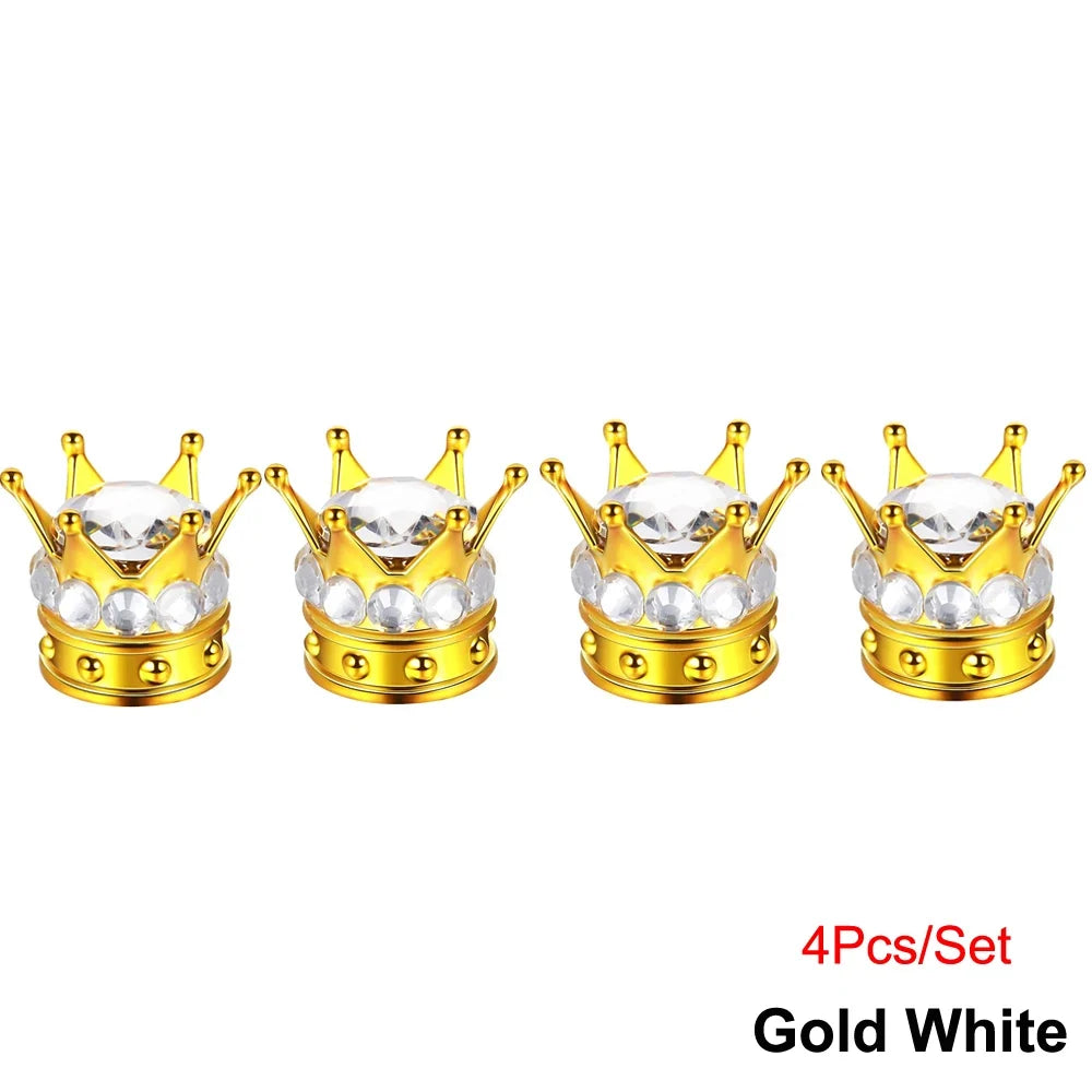 Bling Bling Rhinestone Valve Stem Caps | Chrome Crown Tire Valve Caps for Cars, Bikes & Motorcycles MyPetiteCar.com