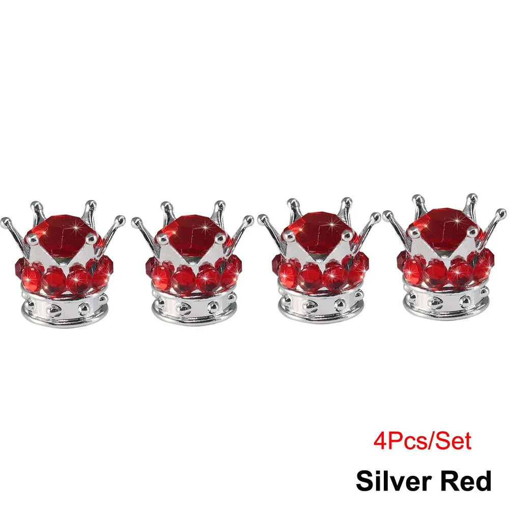 Bling Bling Rhinestone Valve Stem Caps | Chrome Crown Tire Valve Caps for Cars, Bikes & Motorcycles MyPetiteCar.com
