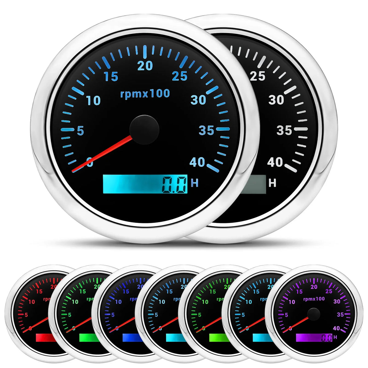 85MM Digital Tachometer 3000-8000 RPM | 7-Color Backlight LCD for Boat Car Marine RV MyPetiteCar.com