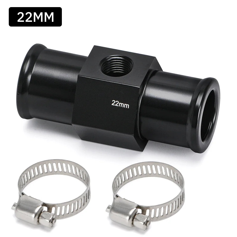Black Water Temp Gauge Adapter | Radiator Temperature Sensor Joint for 18mm-24mm Hoses