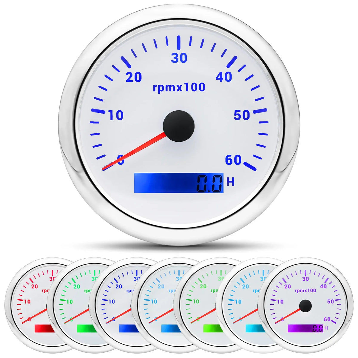85MM Digital Tachometer 3000-8000 RPM | 7-Color Backlight LCD for Boat Car Marine RV MyPetiteCar.com