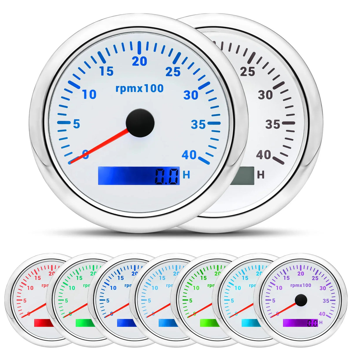 85MM Digital Tachometer 3000-8000 RPM | 7-Color Backlight LCD for Boat Car Marine RV MyPetiteCar.com