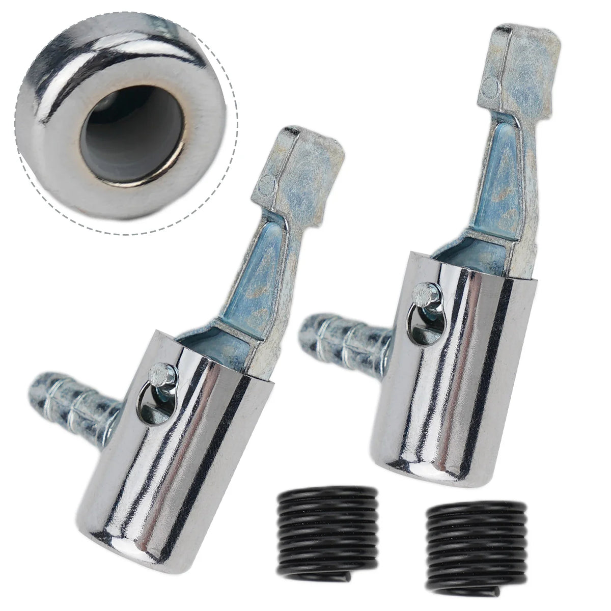 1/2pcs 1/4 Lock On Air Chuck Car Truck Tyre Inflator Valve Air Pump Clip Nozzle Metal Adapter Connector With Spring MyPetiteCar.com