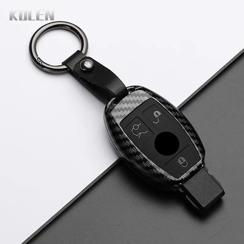 ABS Carbon Fiber Style Car Key Case Cover For Mercedes Benz A B C E Class GLS GLA GLK GLC CLS CLA AMG W204 W205 W212 W463 W176 MyPetiteCar.com