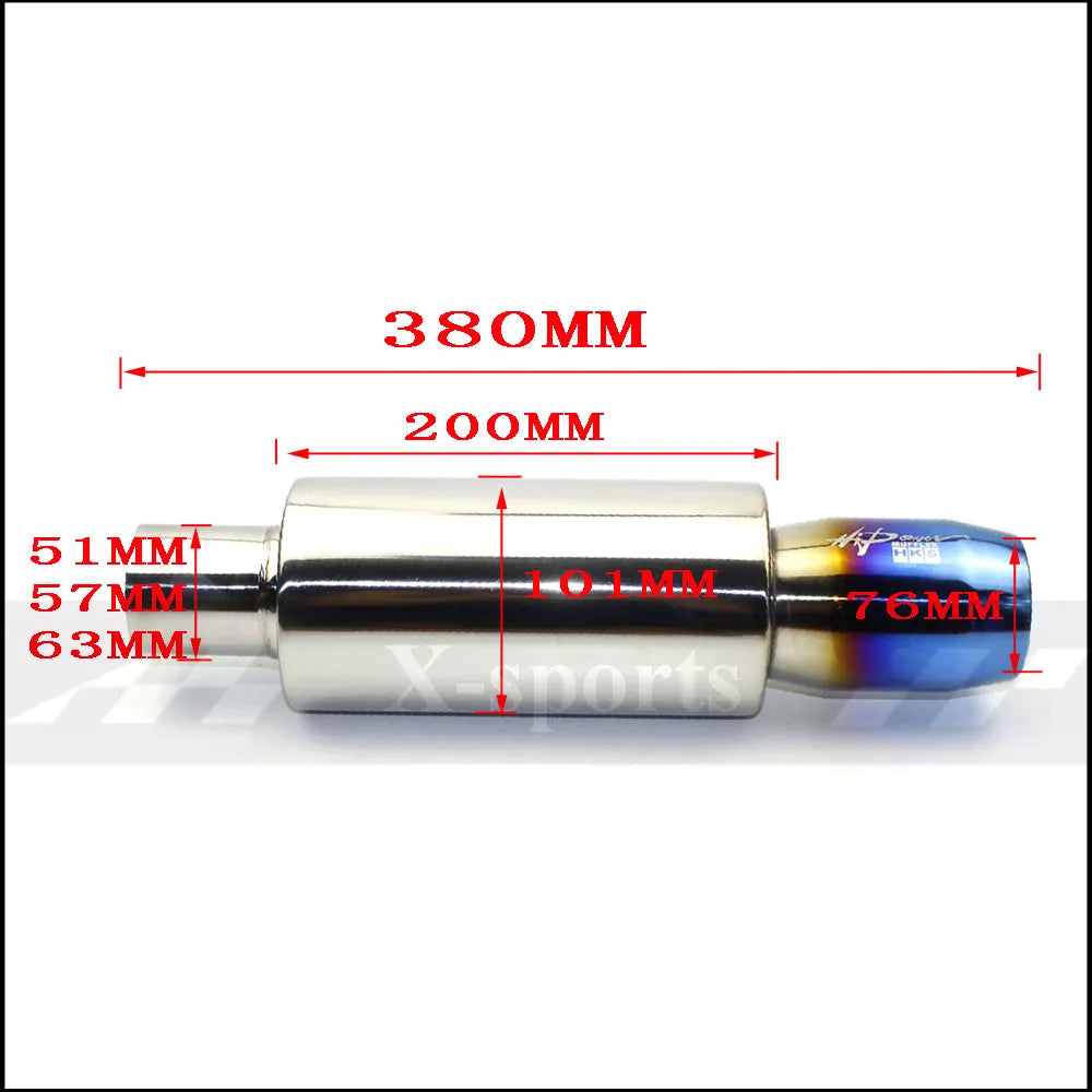 Universal Stainless Steel Exhaust Pipe Muffler | 51-63mm Inlet 89mm Flat Outlet MyPetiteCar.com