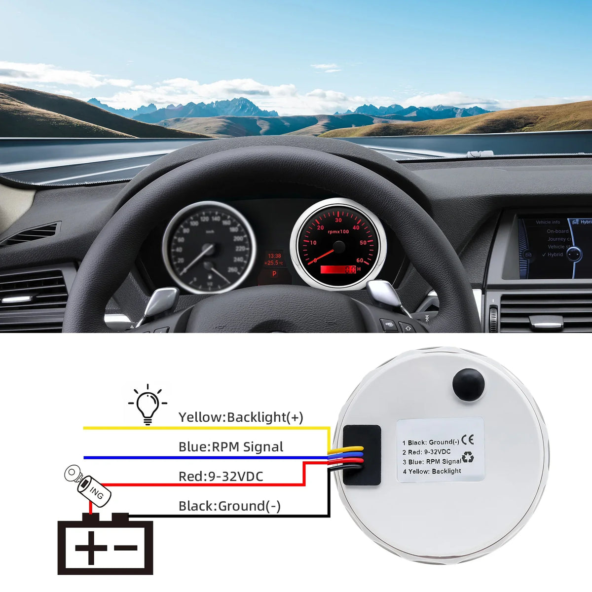 85MM Digital Tachometer 3000-8000 RPM | 7-Color Backlight LCD for Boat Car Marine RV MyPetiteCar.com