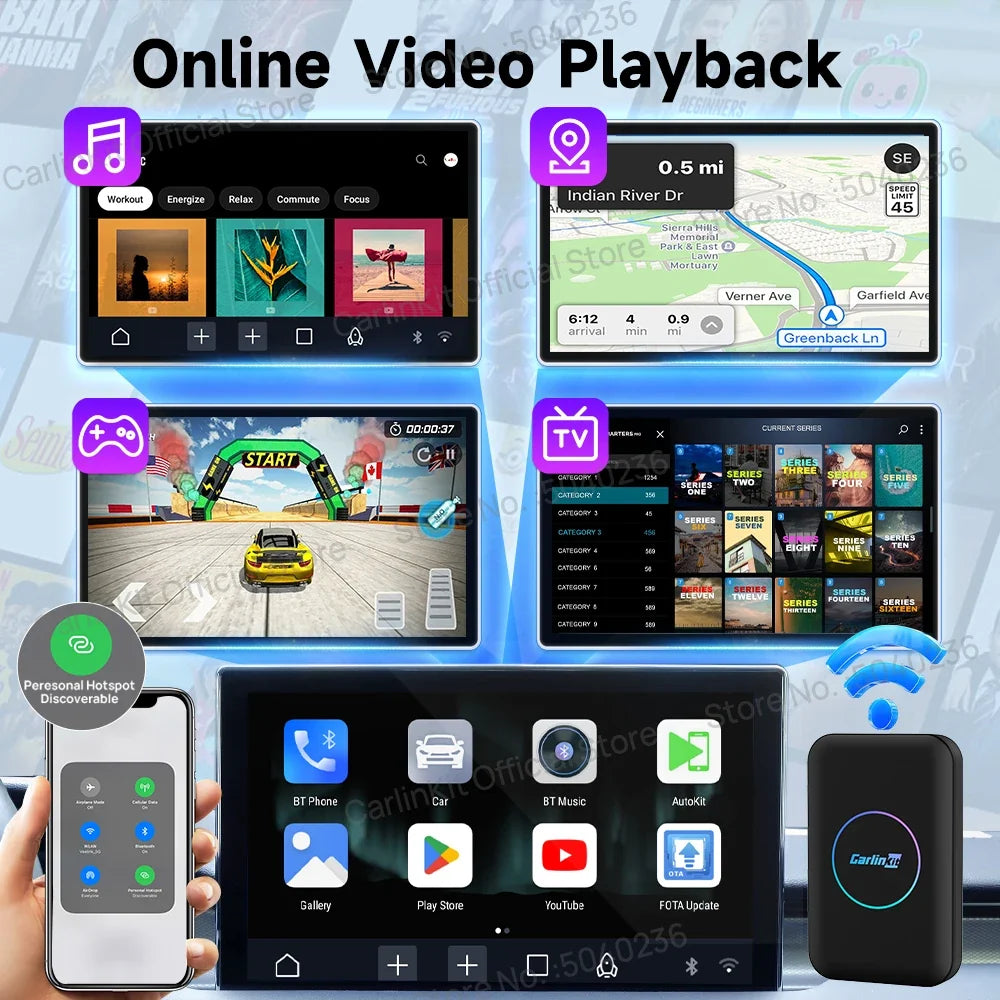 CarlinKit Android TV Box CarPlay Ai Box | Wireless CarPlay & Android Auto Adapter with Netflix, YouTube, Google Play MyPetiteCar.com