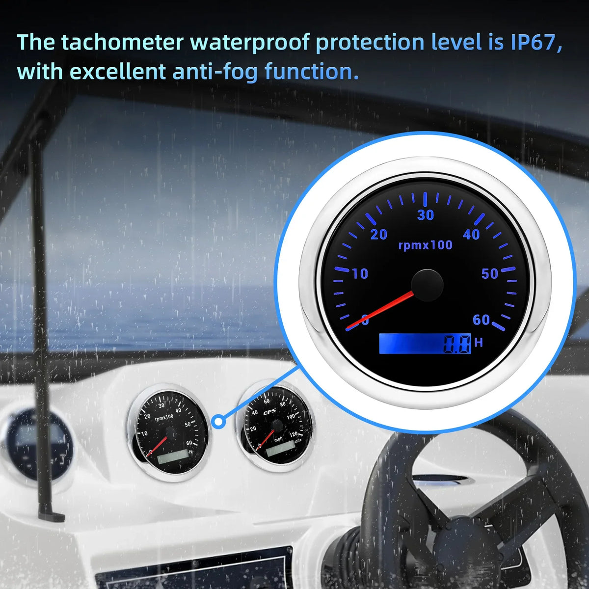 85MM Digital Tachometer 3000-8000 RPM | 7-Color Backlight LCD for Boat Car Marine RV MyPetiteCar.com