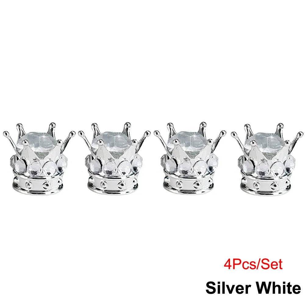Bling Bling Rhinestone Valve Stem Caps | Chrome Crown Tire Valve Caps for Cars, Bikes & Motorcycles MyPetiteCar.com