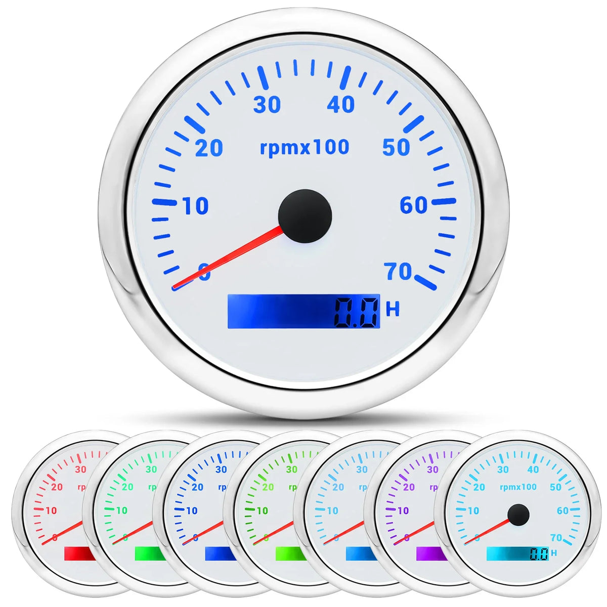 85MM Digital Tachometer 3000-8000 RPM | 7-Color Backlight LCD for Boat Car Marine RV MyPetiteCar.com