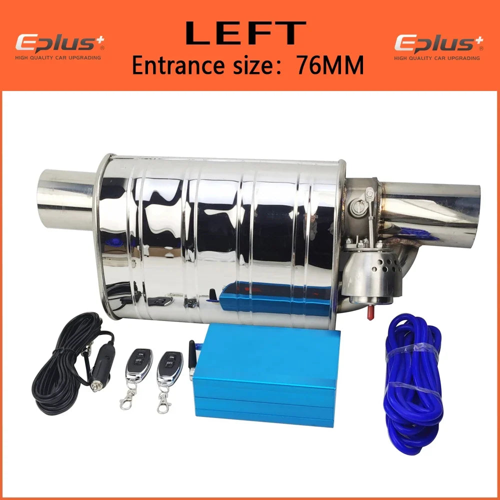 EPLUS Stainless Steel Remote Control Exhaust Vacuum Valve | Variable Silencer for Universal 51 63 76 mm Pipes