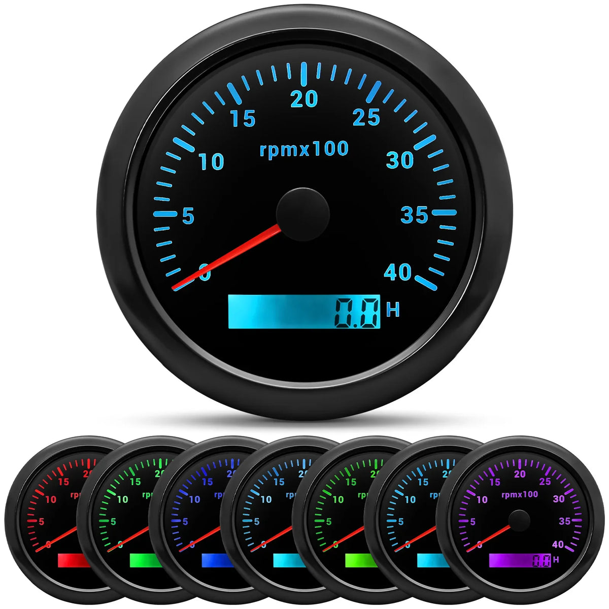 85MM Digital Tachometer 3000-8000 RPM | 7-Color Backlight LCD for Boat Car Marine RV MyPetiteCar.com