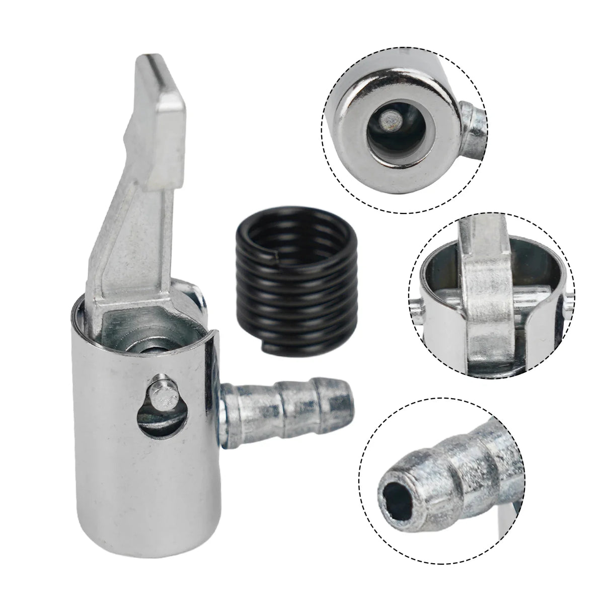 1/2pcs 1/4 Lock On Air Chuck Car Truck Tyre Inflator Valve Air Pump Clip Nozzle Metal Adapter Connector With Spring MyPetiteCar.com