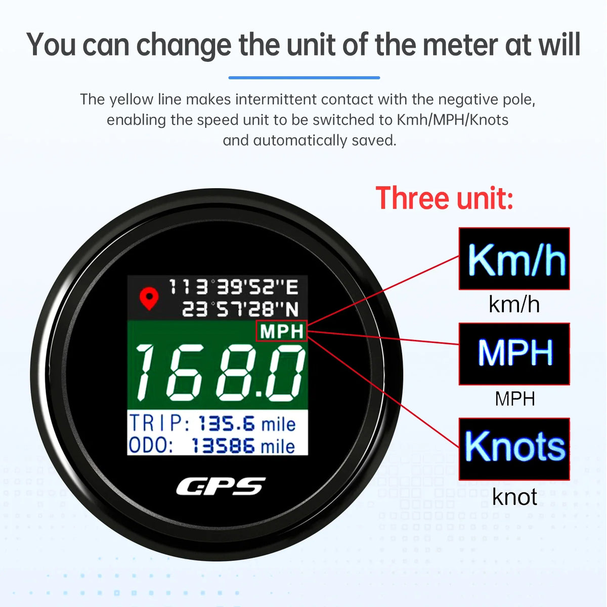 52mm 12V 24V Digital GPS Speedometer | Motor Boat Car RV Speed Meter