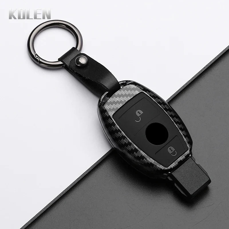 ABS Carbon Fiber Style Car Key Case Cover For Mercedes Benz A B C E Class GLS GLA GLK GLC CLS CLA AMG W204 W205 W212 W463 W176 MyPetiteCar.com