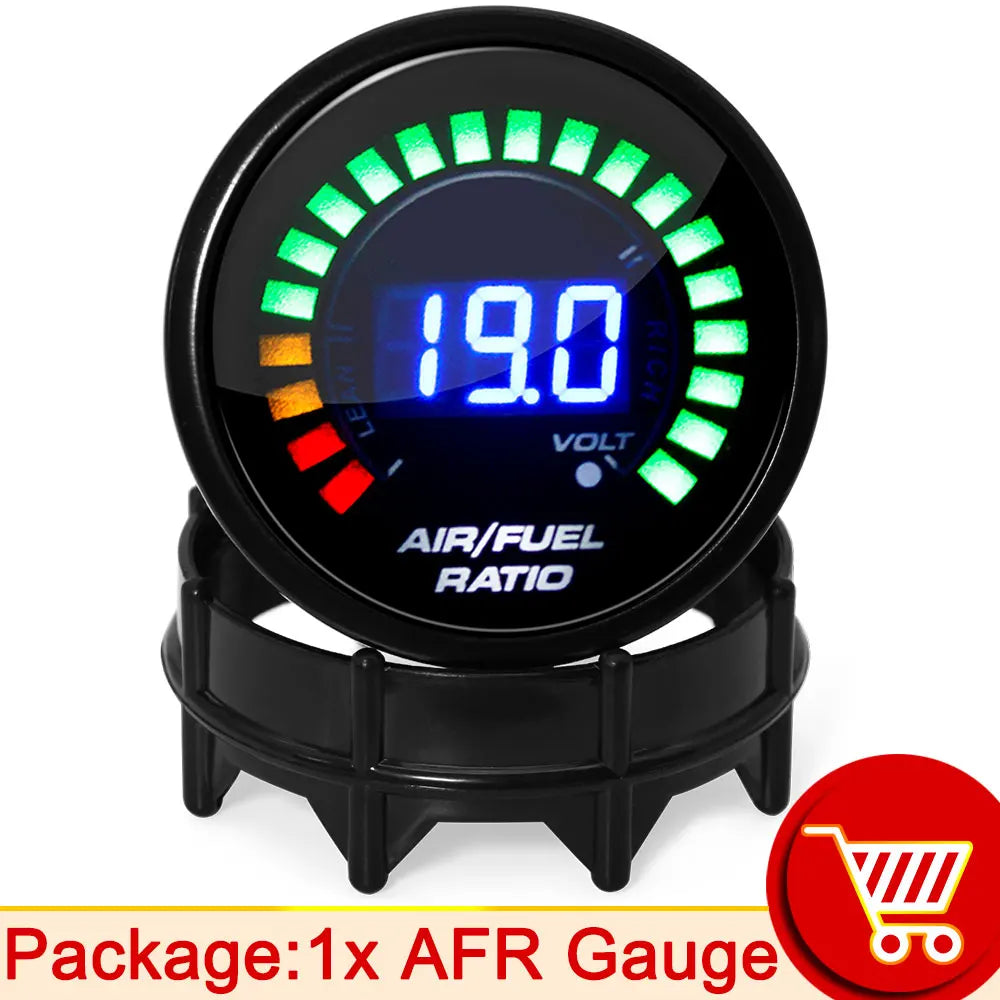 52mm 20 LED Digital Car Gauge Set | Multi-Function Tachometer, Boost, Temp & Pressure Monitor