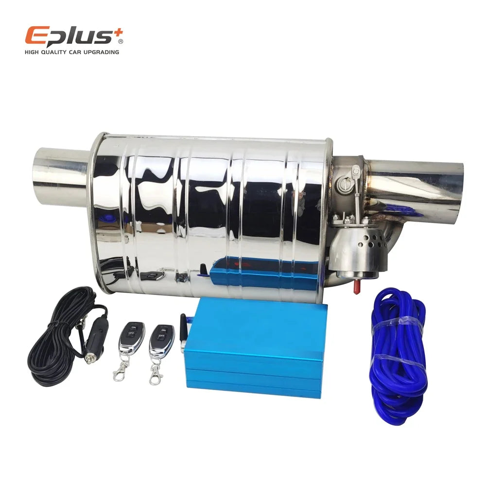 EPLUS Stainless Steel Remote Control Exhaust Vacuum Valve | Variable Silencer for Universal 51 63 76 mm Pipes