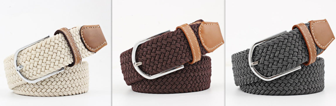 Women's Canvas Belt Casual Stretch Braided Buckle