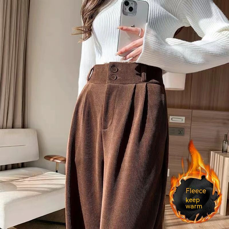 Chenille Fleece Wide-leg Pants Women