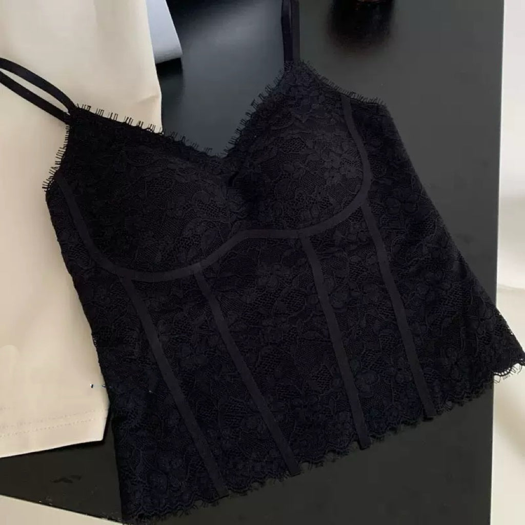 Womens Retro Floral Lace Camisole Top