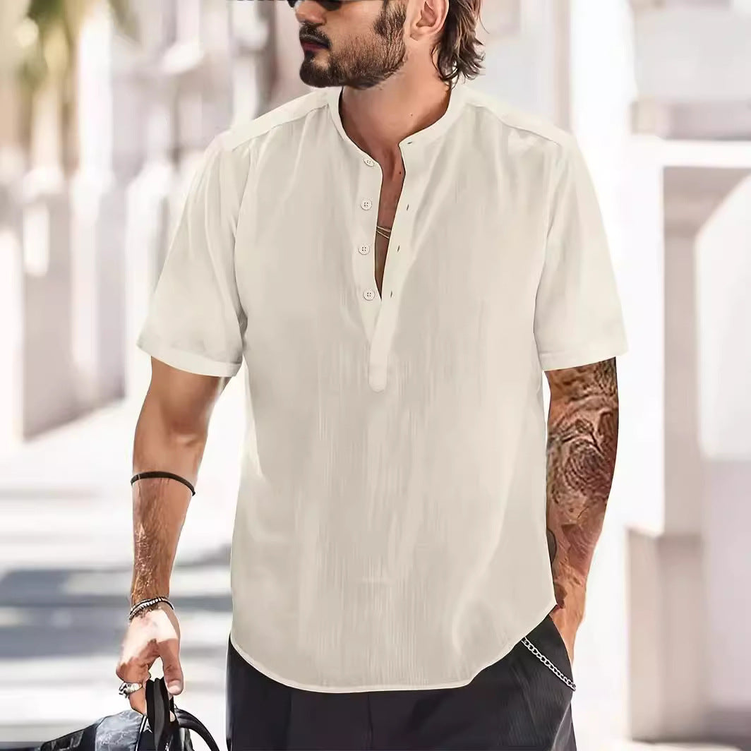 Men's Chest Pocket Solid Color Casual T-shirt