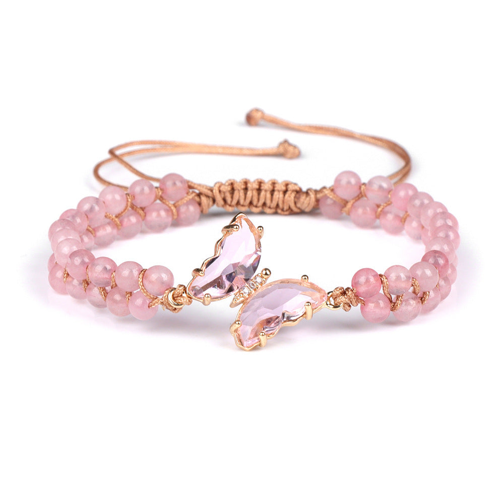 Light Luxury Butterfly Pendant Woven Bracelet