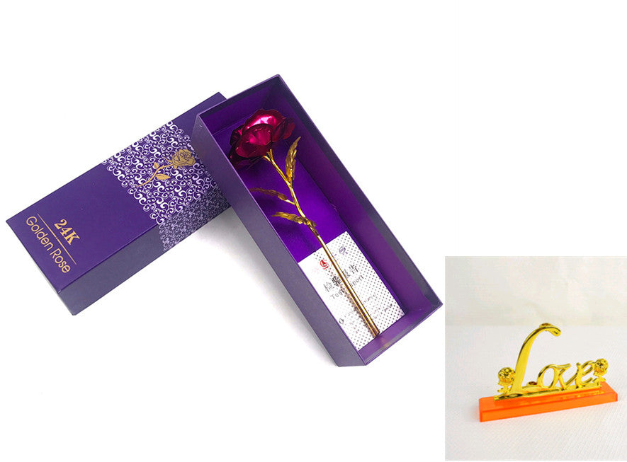 24K Luminous Color Gold Rose Flower Set My Store
