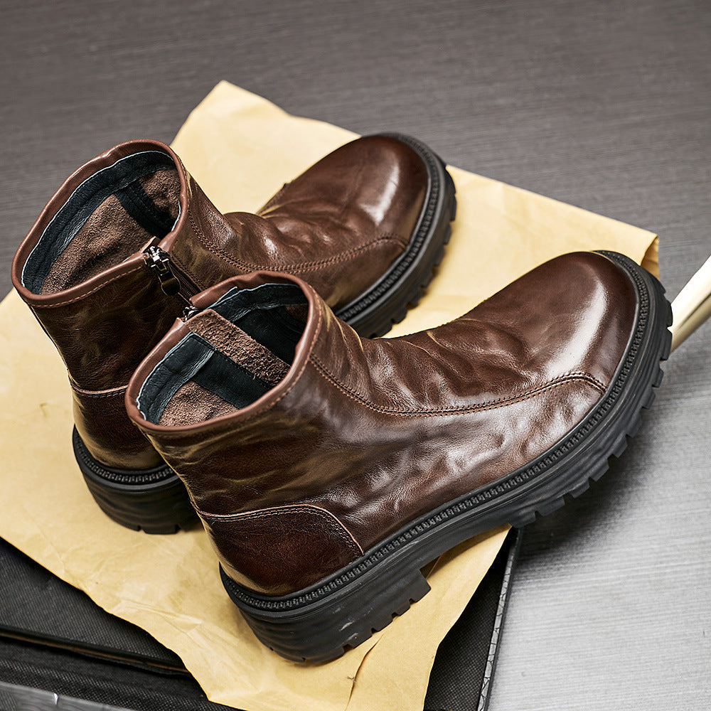 Short Men's High-top Platform Worker Boots