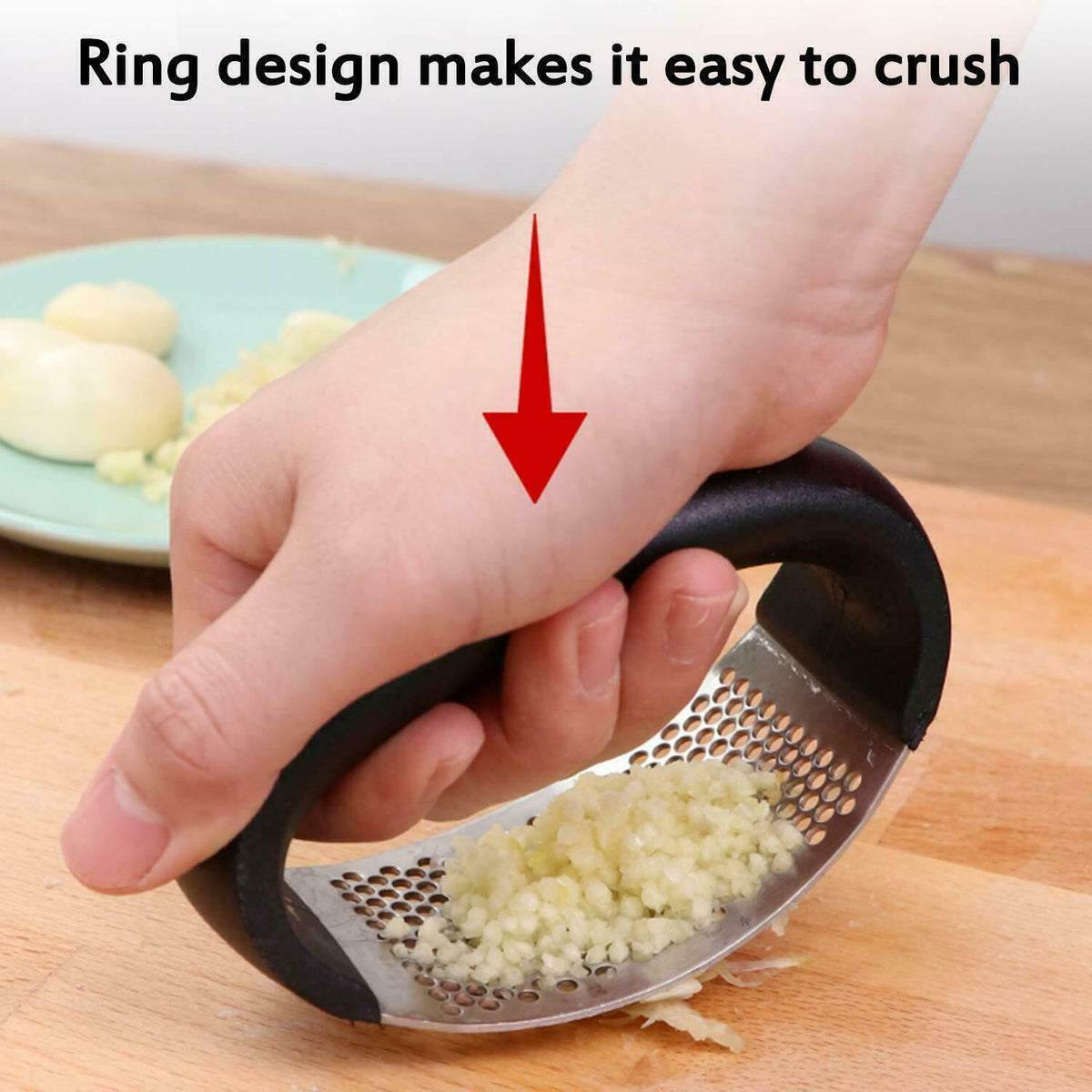 Stainless Steel Garlic Press with Peeler and Scraper