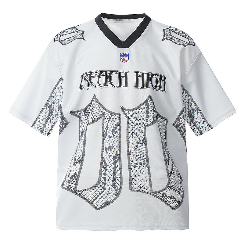 Snake Scale Design Mesh Jersey Short Sleeve T-shirt Loose