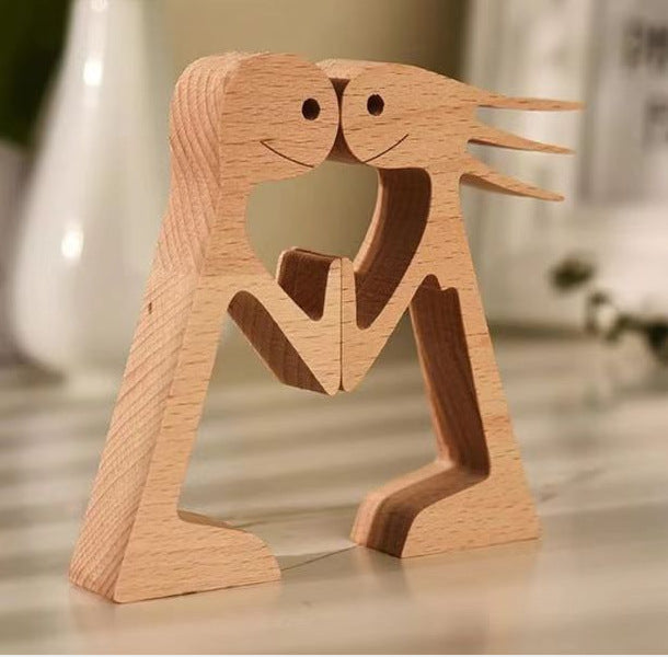 DIY Wooden Dog Figurine Sculpture Home Decor