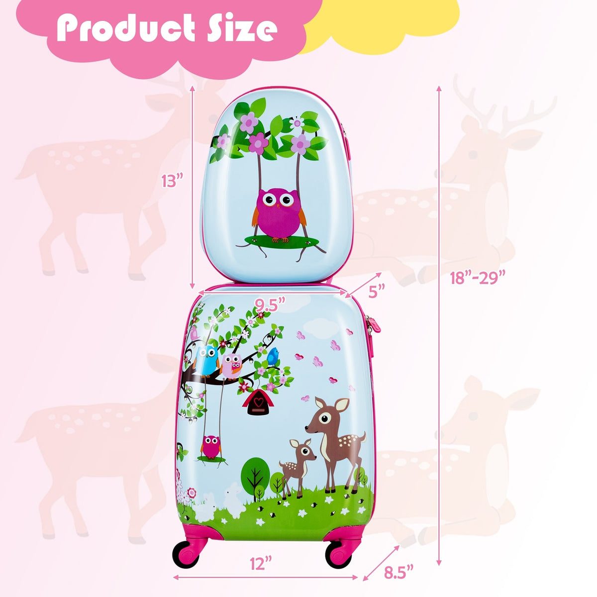 2 Pieces ABS Kids Suitcase Backpack Luggage Set GBruno Store