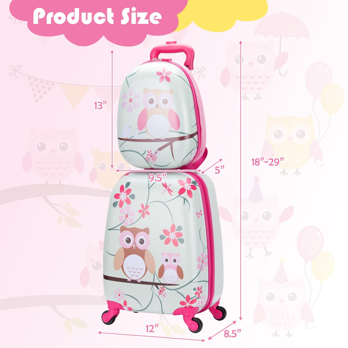 Kids Luggage Set 12" & 16" with Backpack - Green Astronaut GBruno Store