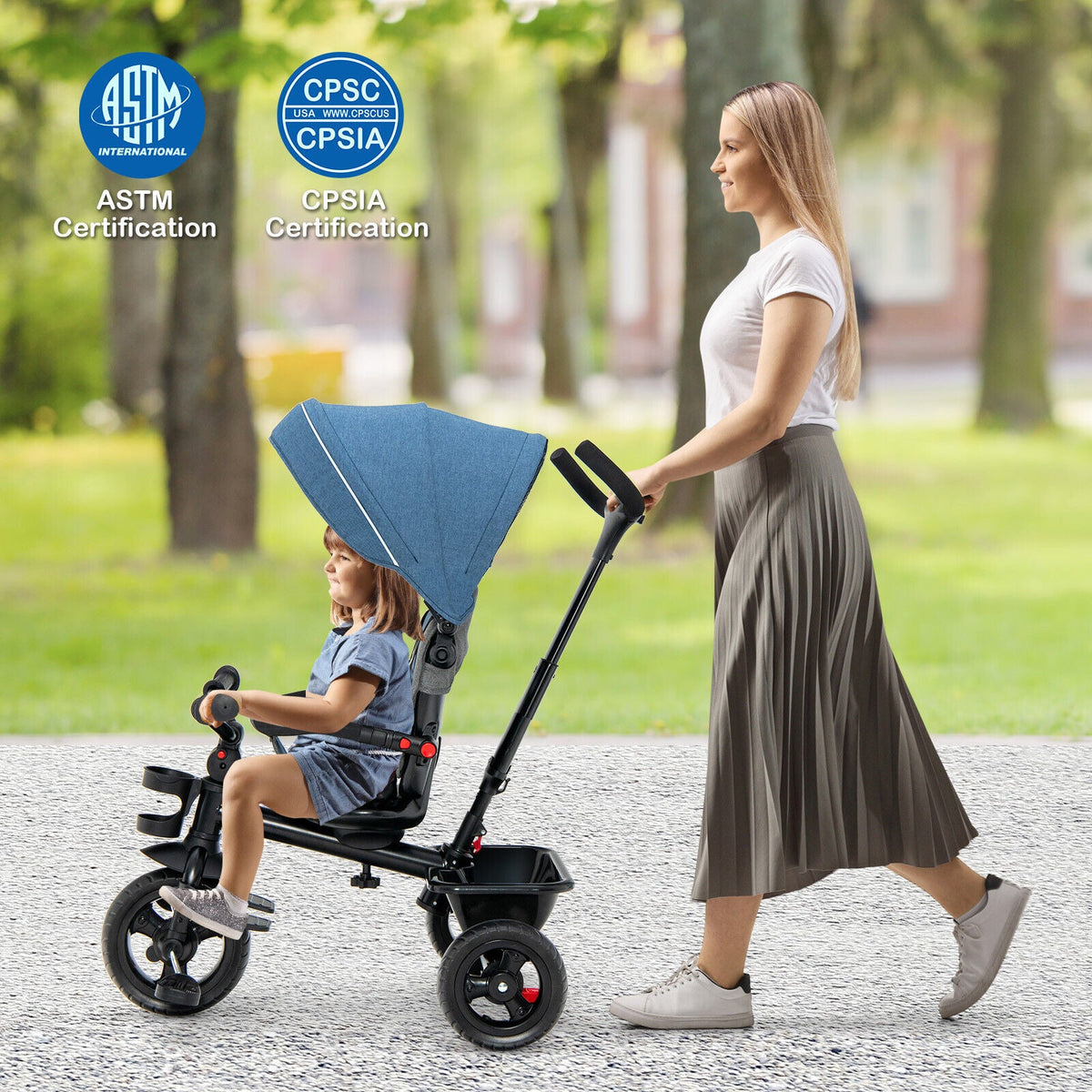 4-in-1 Baby Tricycle Toddler Trike with Convertible Seat