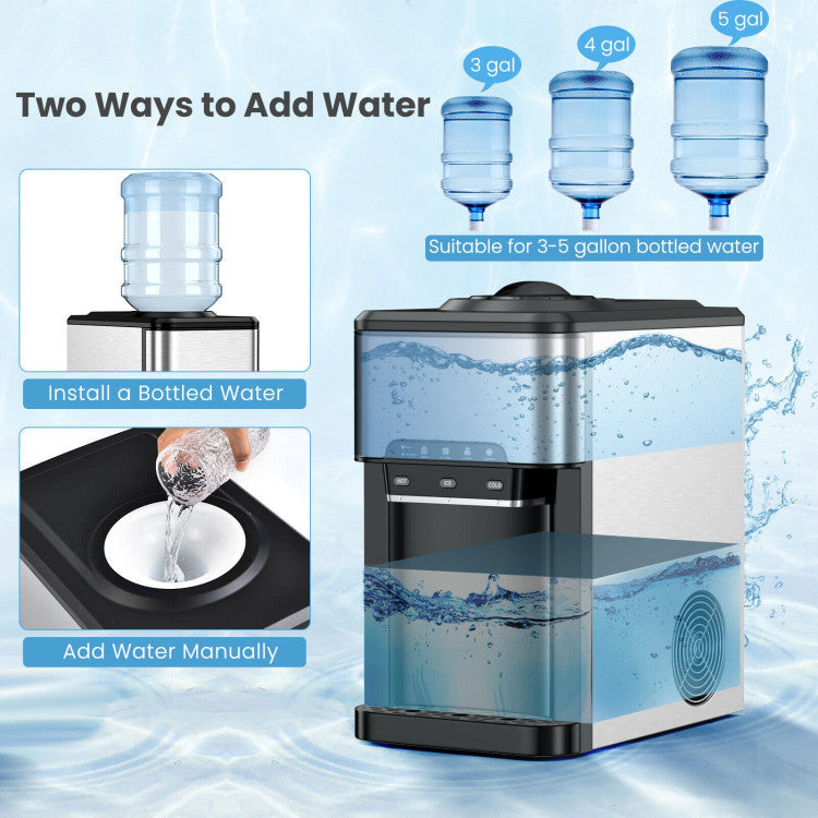 3-in-1 Water Cooler Dispenser with Ice Maker & Temp Settings