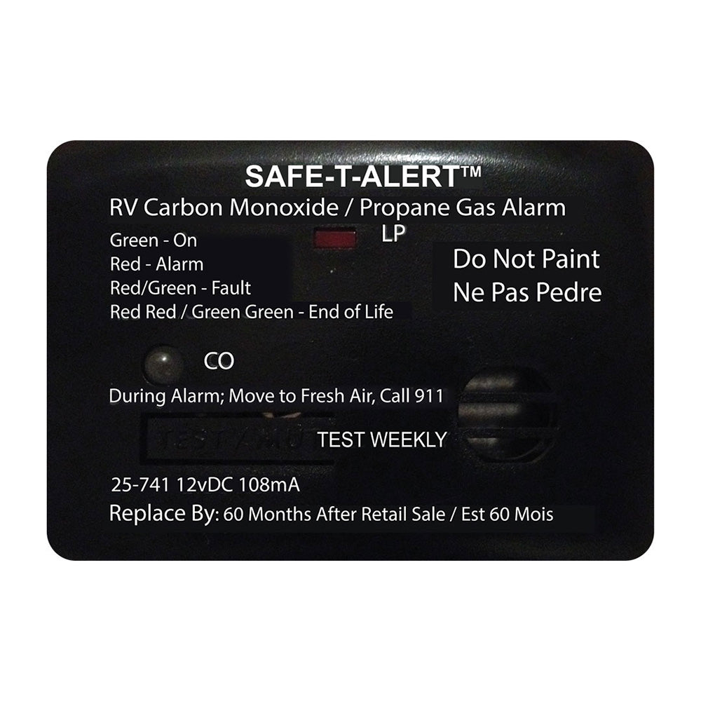 Safe-T-Alert 25 Series Surface Mount Dual Carbon Monoxide/Propane Alarm - 12V Hardwire - Black TRAPSKI