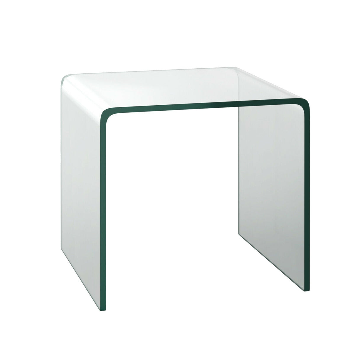 18 x 18 x 16 Inch Tempered Waterfall End Table with non-Slip Pad
