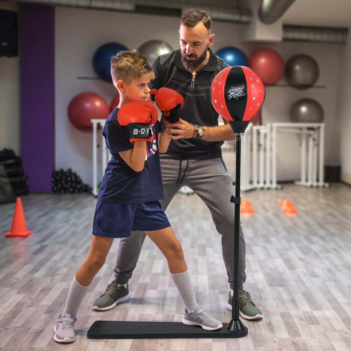 Kids Punching Bag with Adjustable Stand and Boxing Gloves GBruno Store