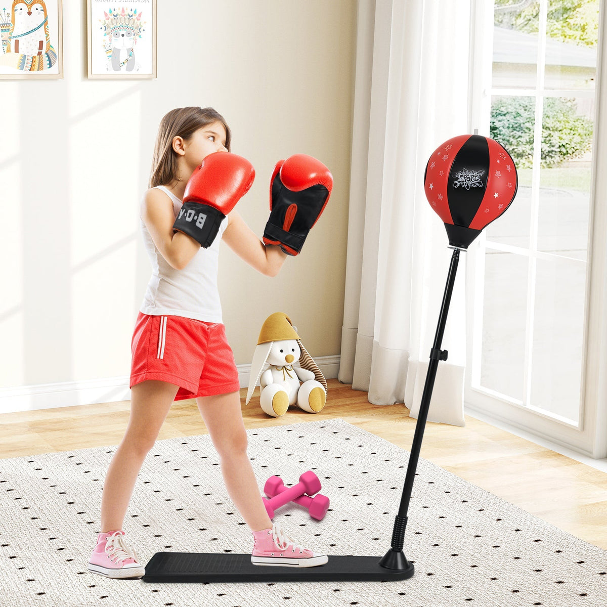 Kids Punching Bag with Adjustable Stand and Boxing Gloves GBruno Store