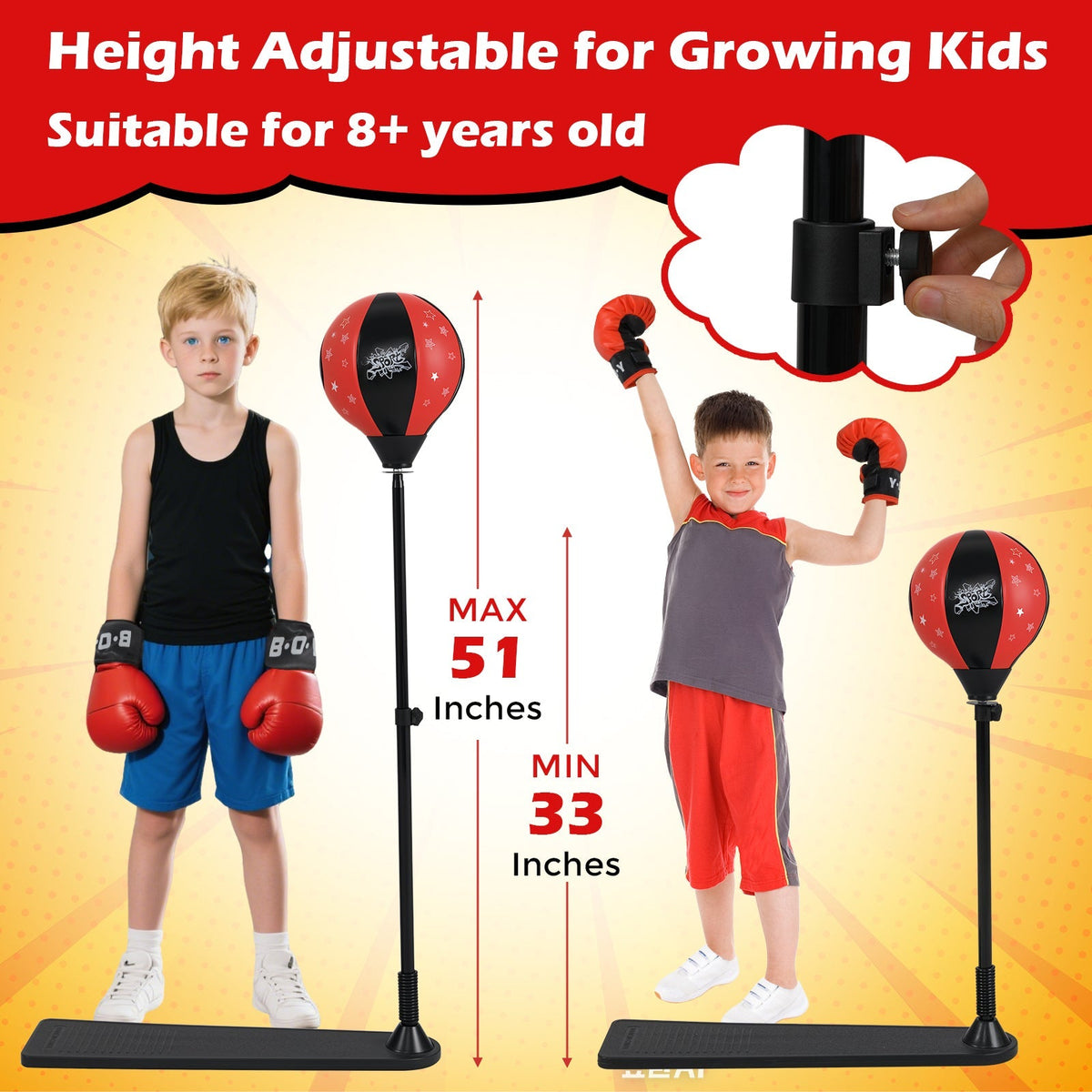 Kids Punching Bag with Adjustable Stand and Boxing Gloves GBruno Store