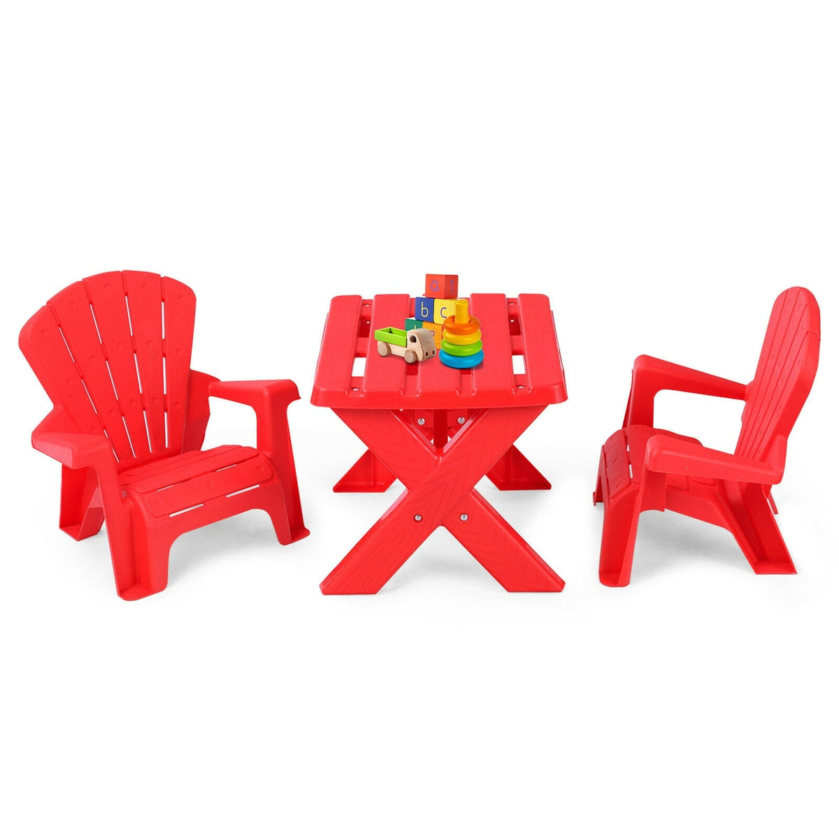 3-Piece Plastic Children Play Table Chair Set-Red GBruno Store