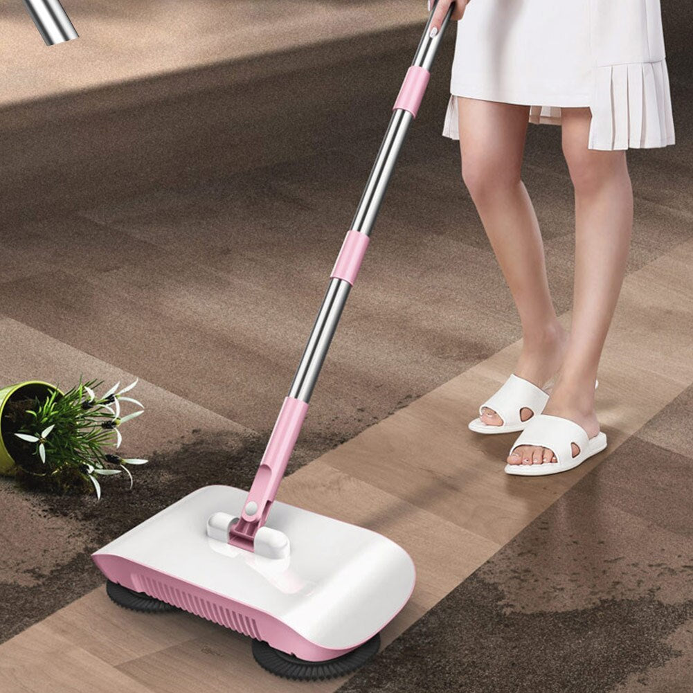 Hand Push Sweeper All In One Broom Mop Dustpan Floor Cleaner