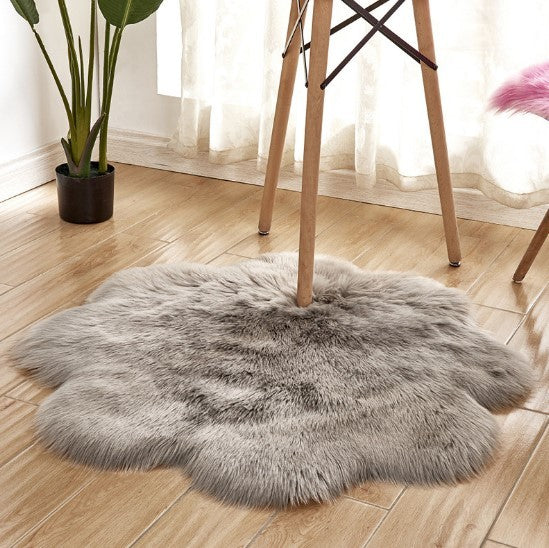Artificial Woolen Carpet Rug Floral Shape Sheepskin Hairy Carpet