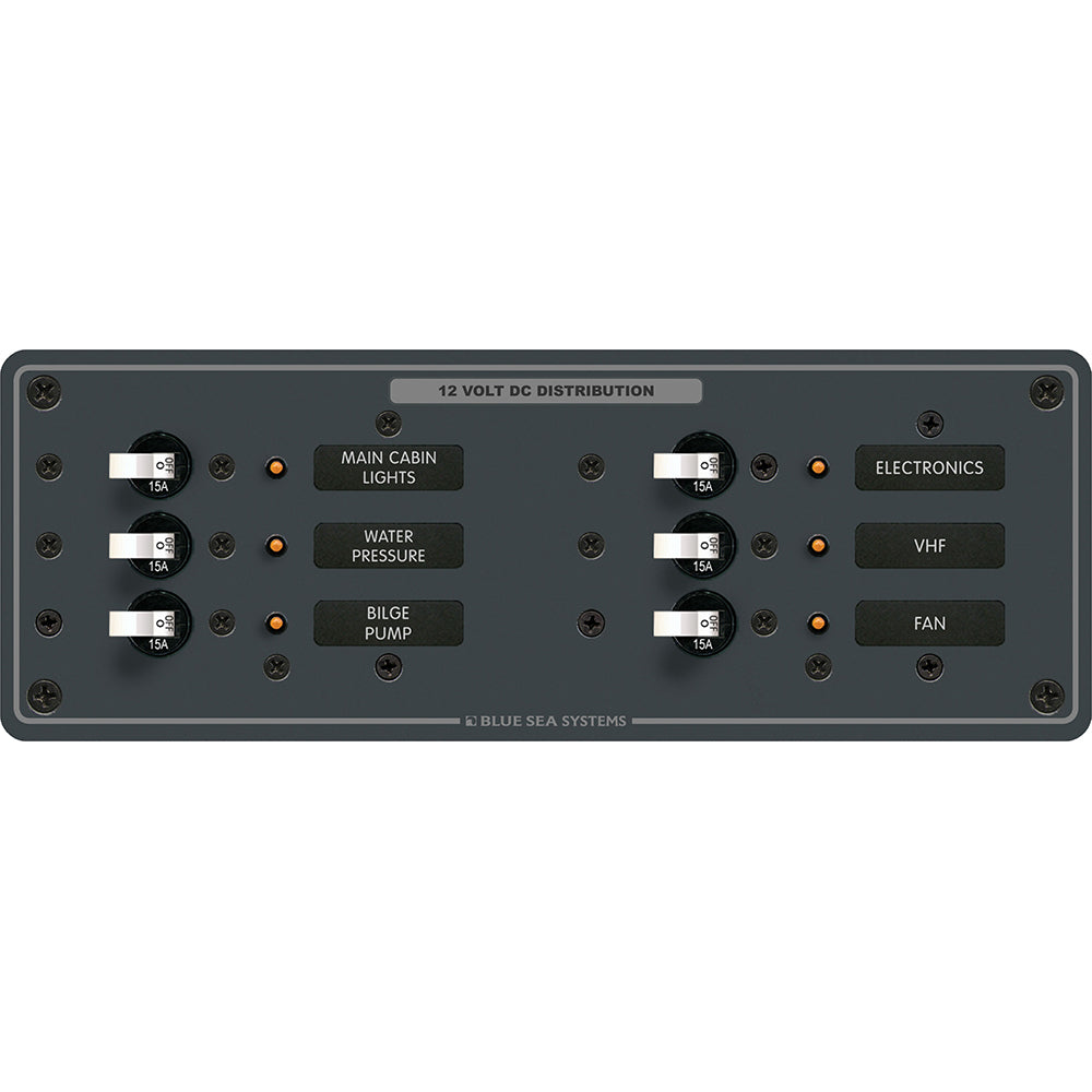 Blue Sea 8096 DC 6 Position Toggle Branch Circuit Breaker Panel - White Switches TRAPSKI